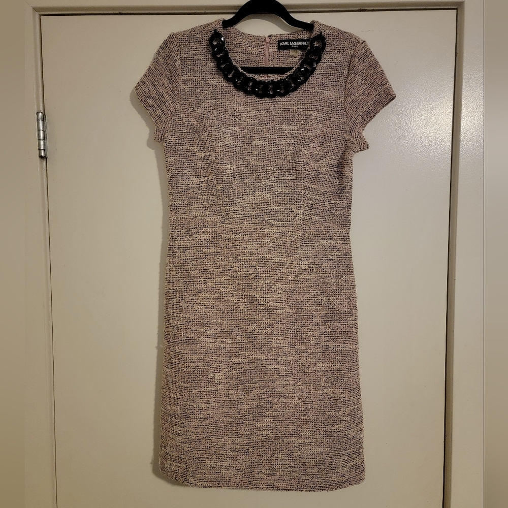 Karl Lagerfeld Pink Tweed Dress Size 6